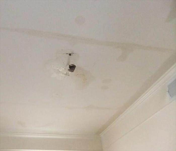 water damage on taped joints, hole in the ceiling